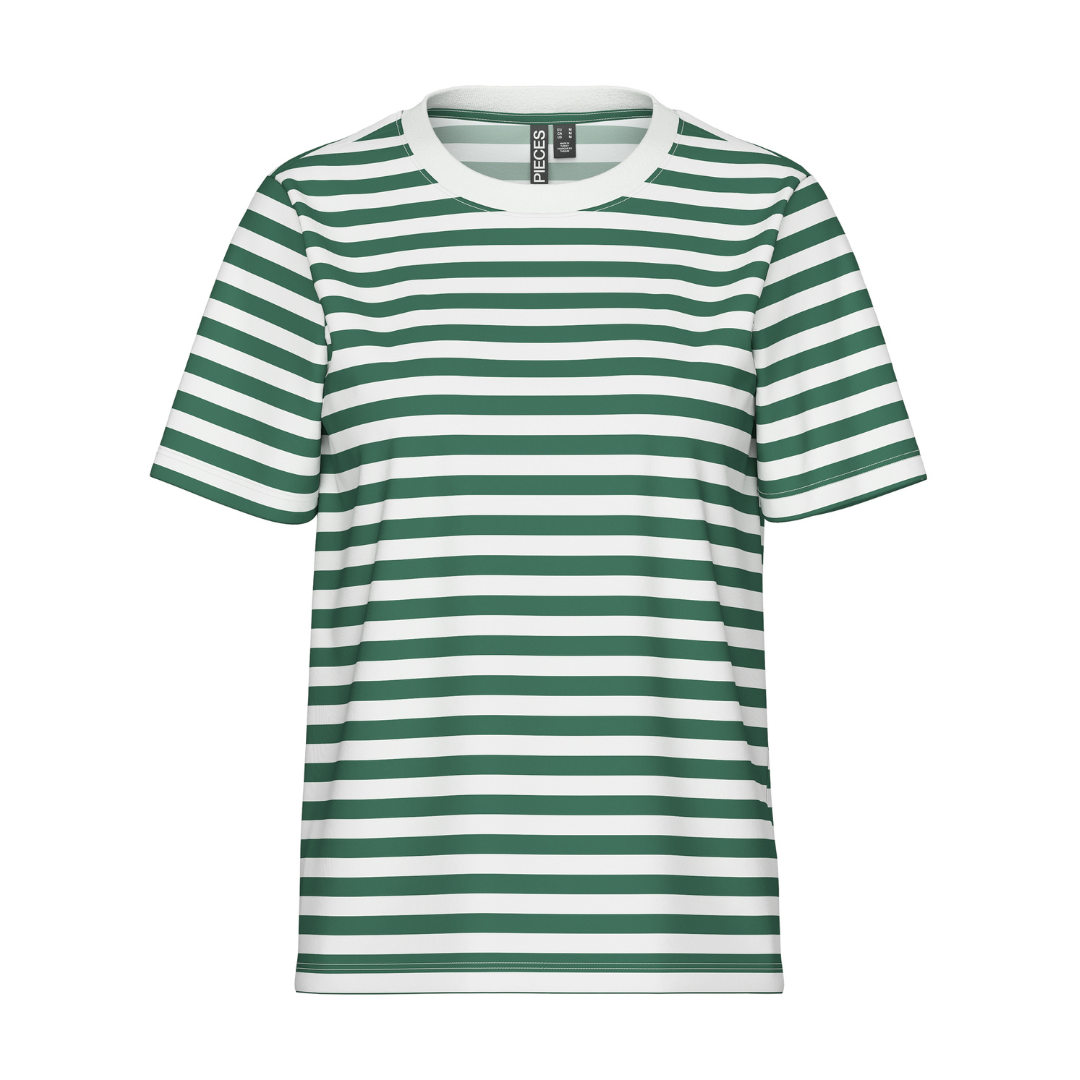PIECES - T-SHIRT - RIA 17146339 - HUNTER GREEN/BRIGHT WHITE