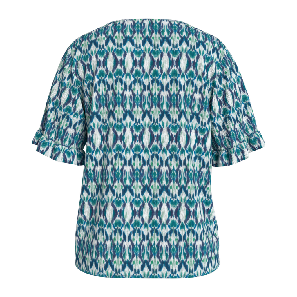 VILA - TOP - NELLE 14107973 - SNOW WHITE/GRAPHIC BLUE