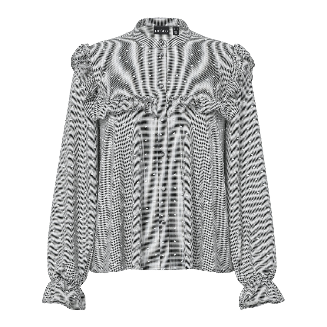 PIECES - SKJORTE - JENNYA 17160559 - BLACK/DOBBY CHECKED