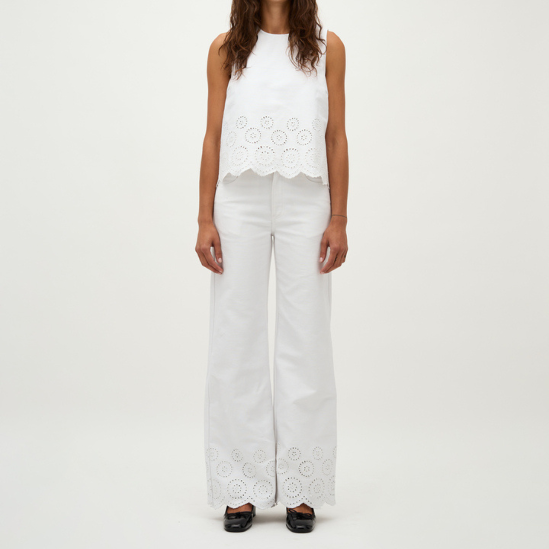 GLOBAL FUNK - TOP - RIHNE SCALLOP 73770286 - WHITE