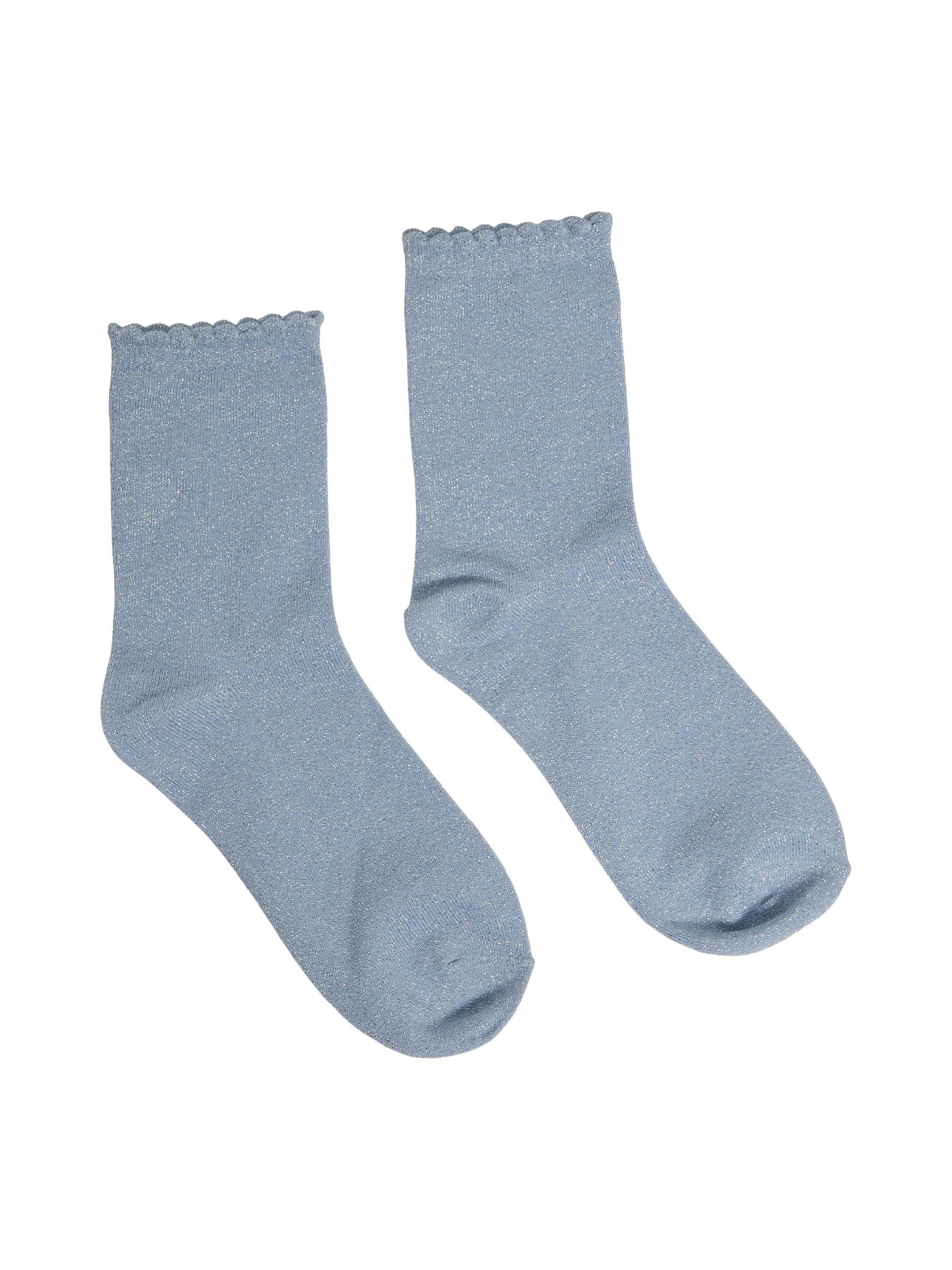 VILA SOCK - VALERIA GLITTER - 14096425 - BLUE-SILVER