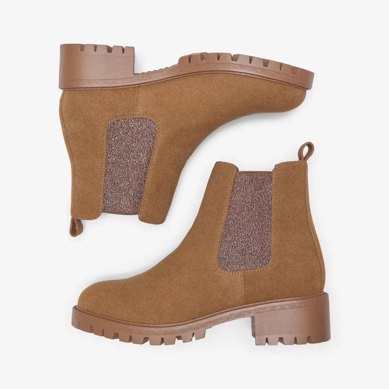 ONLY - STØVLE - ZOE NUBUCK PU - 15356864 - COGNAC DETAIL MACH LUREX
