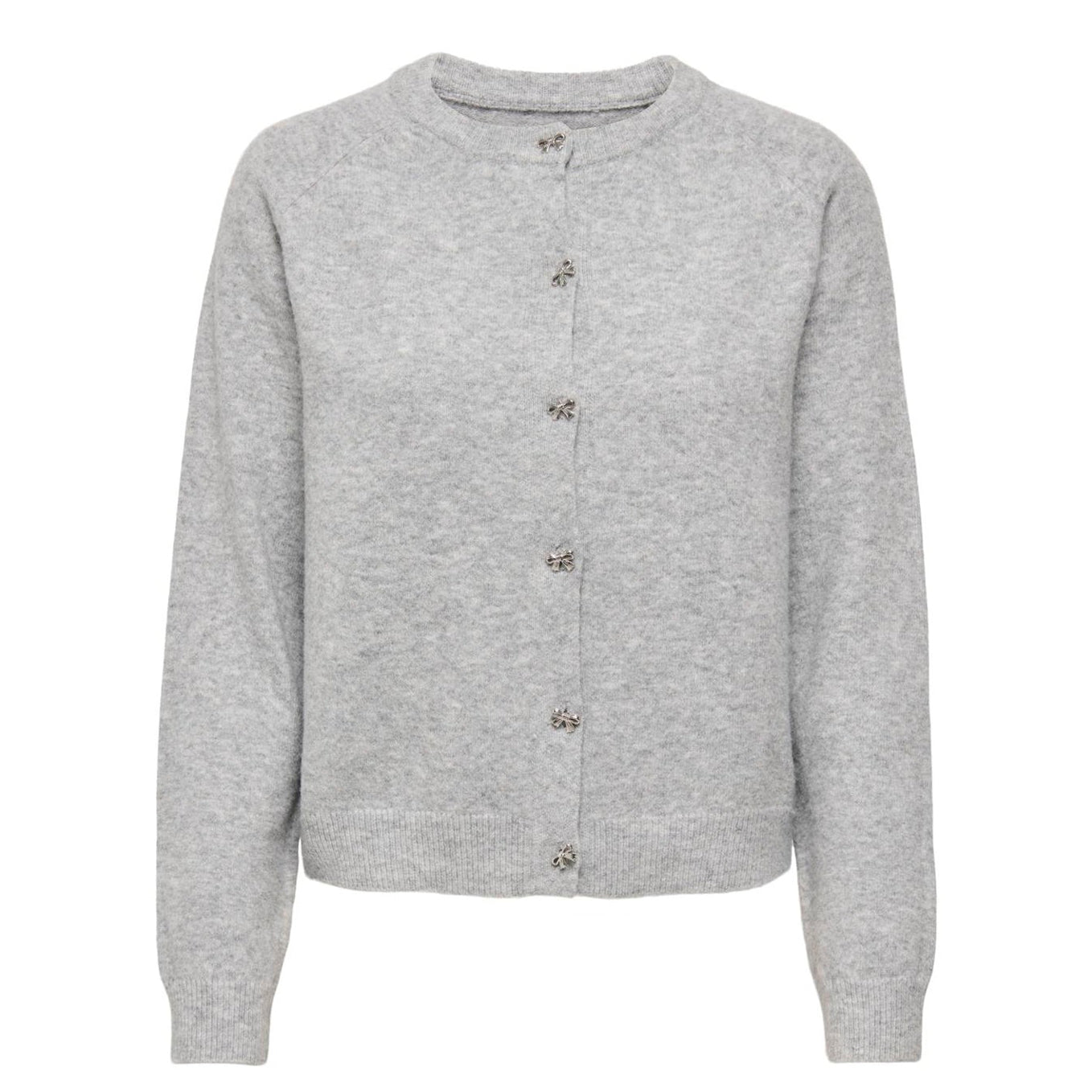 ONLY - CARDIGAN - HONEY 15370673 - LIGHT GREY MELANGE/SILVER BOW BUTTONS