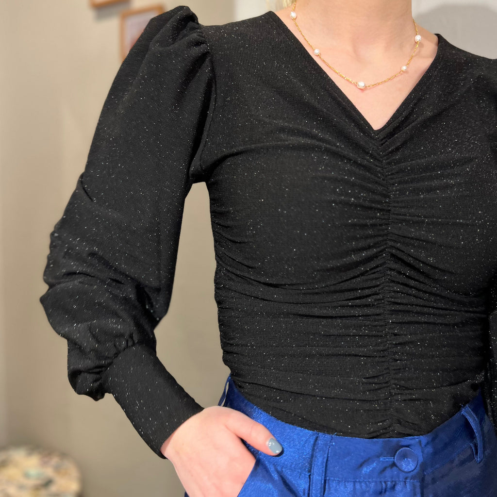 SISTERS POINT - BLUSE - NINE 15984 - SORT/SORT