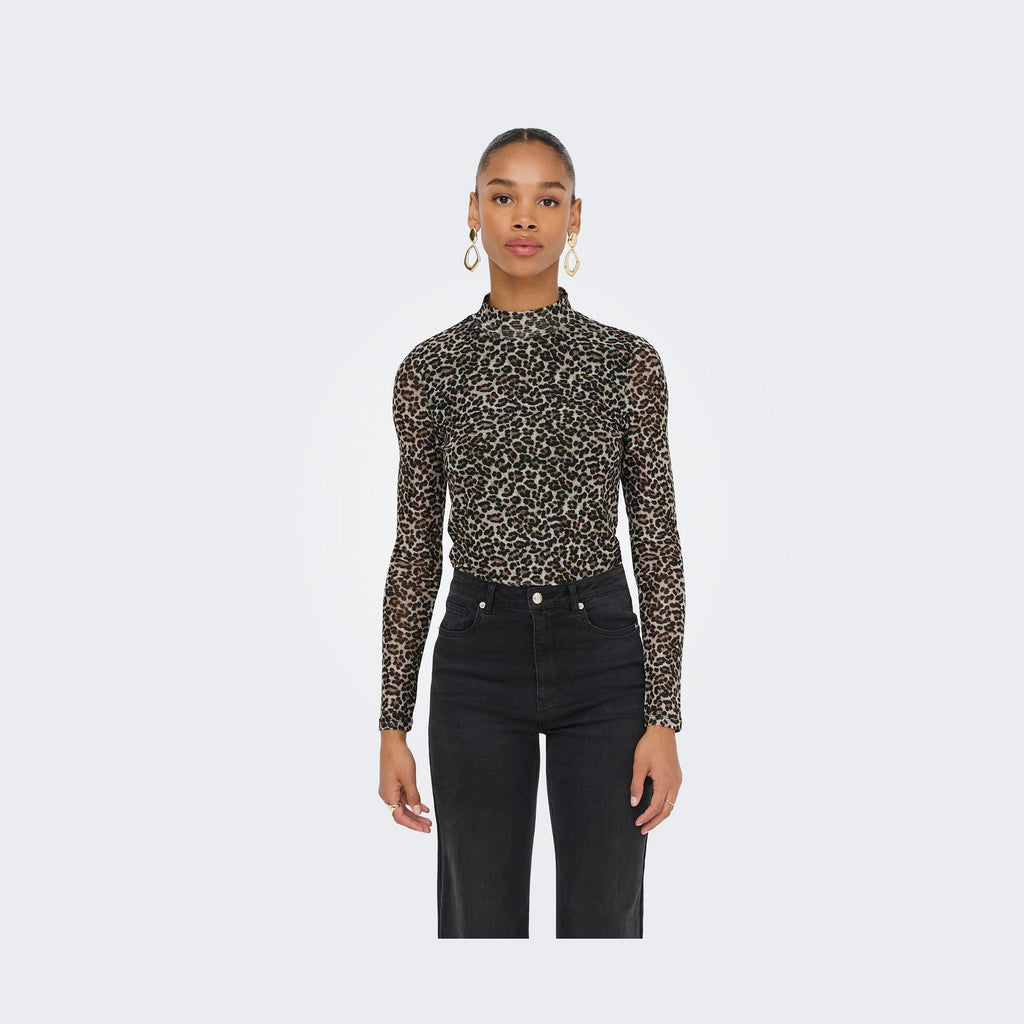 ONLY - MESHBLUSE - ERICA 15141298 - PUMICE STONE/EVERYDAY LEO