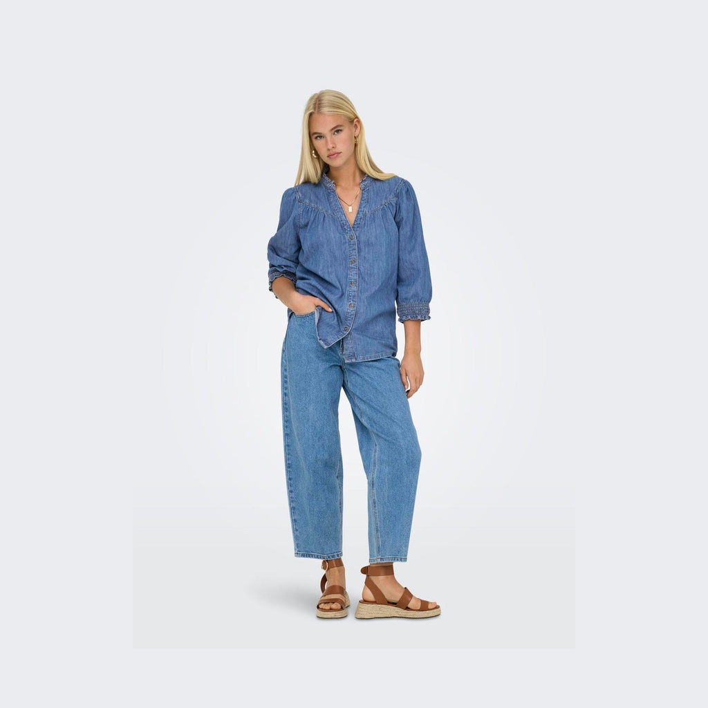 ONLY - SKJORTE - RAYA 15357327 - MEDIUM BLUE DENIM