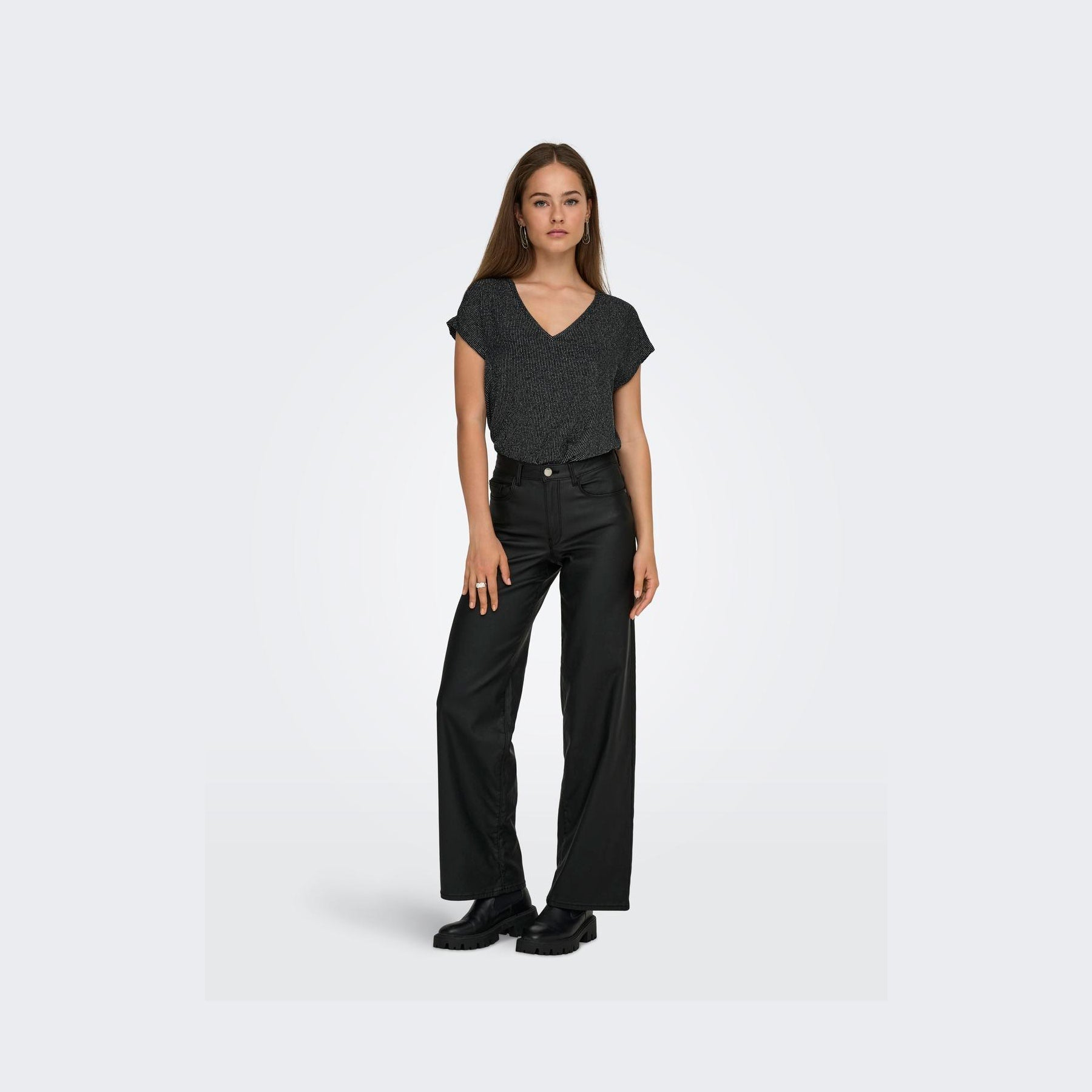 ONLY - TOP - CAROL 15360960 - BLACK/SILVER GLITTER