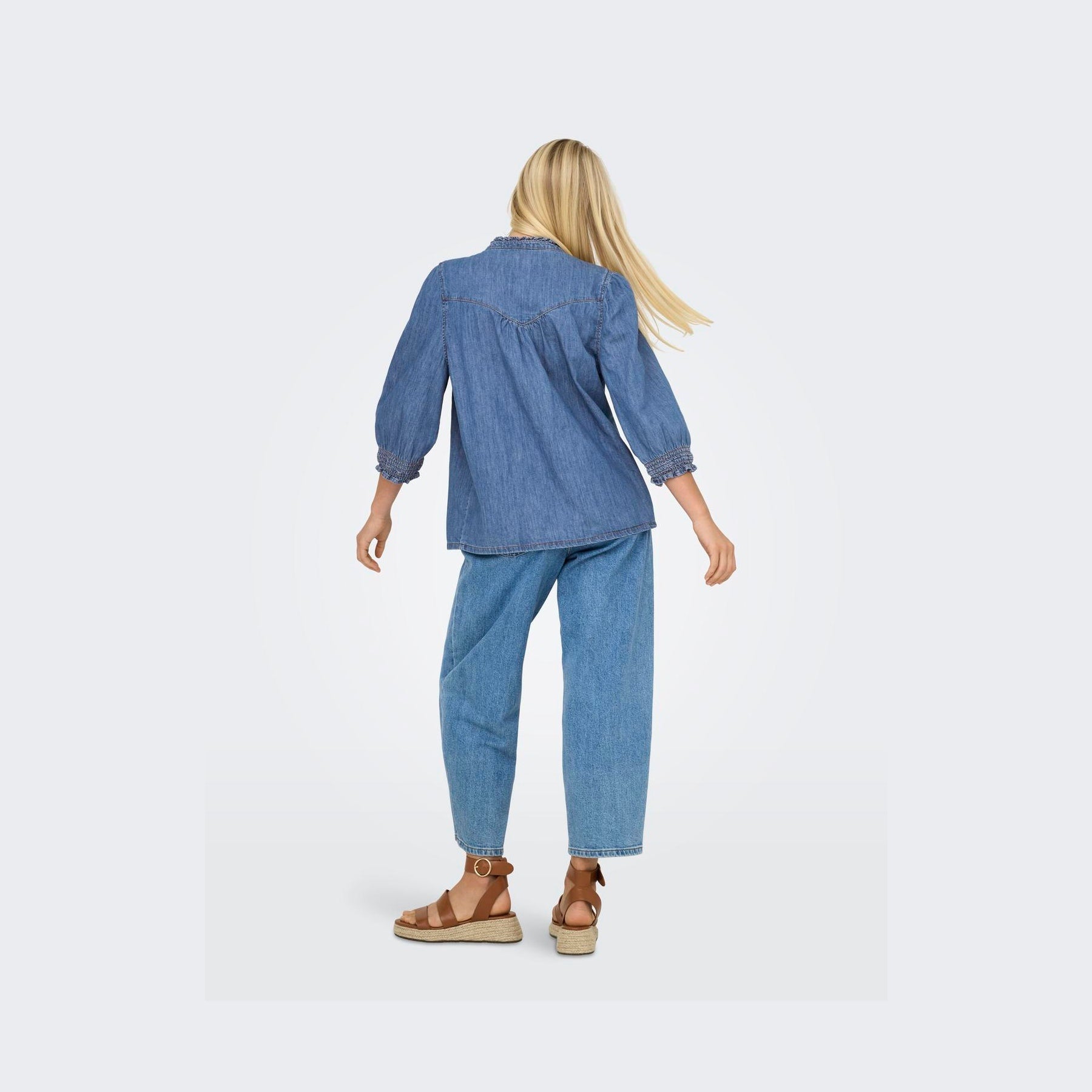 ONLY - SKJORTE - RAYA 15357327 - MEDIUM BLUE DENIM