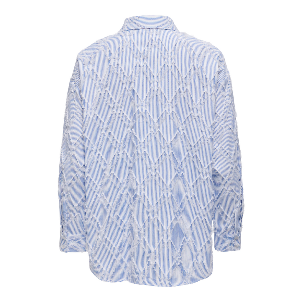 ONLY - SKJORTE - BENI 15334067 - BRIGHT WHITE STRIPES/EBB AND FLOW
