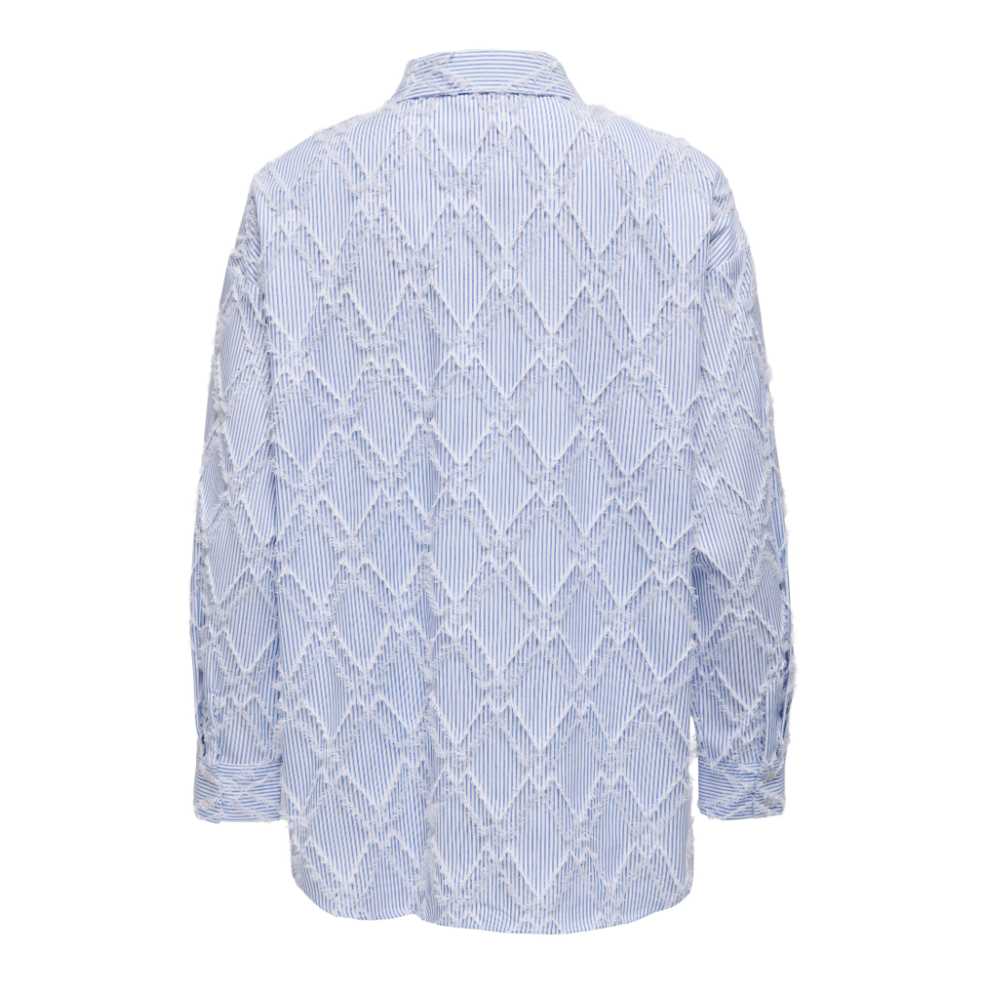 ONLY - SKJORTE - BENI 15334067 - BRIGHT WHITE STRIPES/EBB AND FLOW
