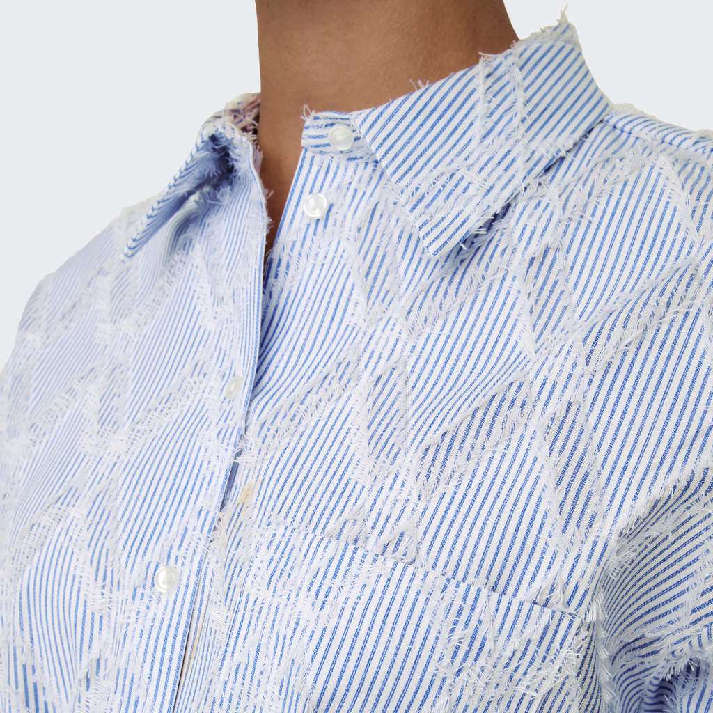 ONLY - SKJORTE - BENI 15334067 - BRIGHT WHITE STRIPES/EBB AND FLOW