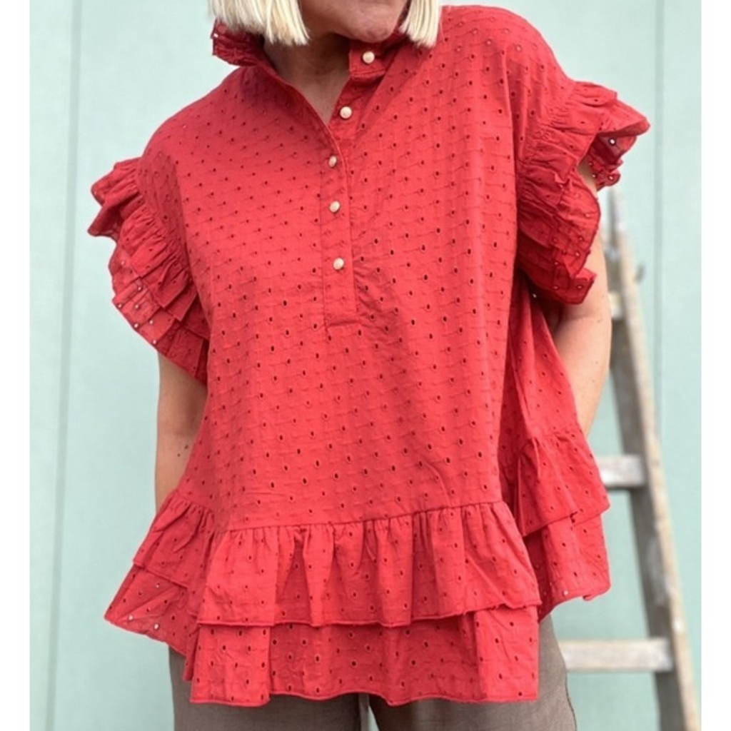 GASPAR - BLUSE - JACQUELINE POPLIN 2401325 - RØD