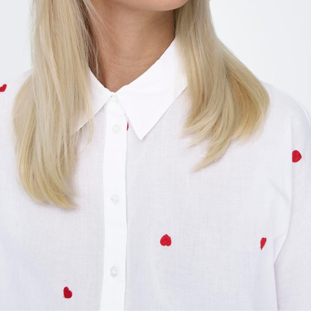 ONLY - SKJORTE - NEW LINA 15283743 - BRIGHT WHITE/HEART