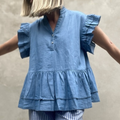 GASPAR - BLUSE - JADA 2401327 - BLUE DENIM