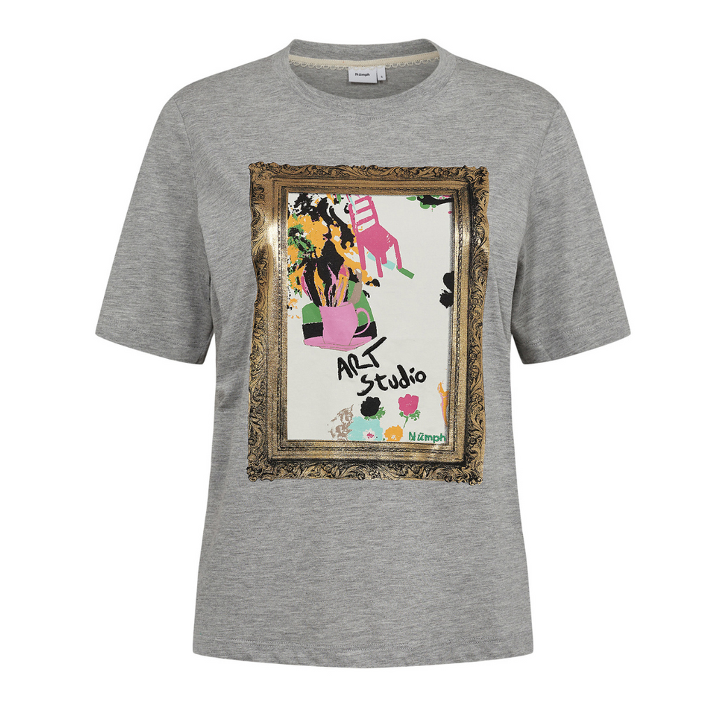 NÜMPH - T-SHIRT - MAGDA 704573 - LIGHT GREY MELANGE