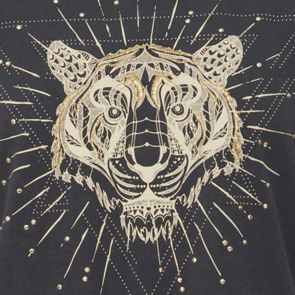 PULZ - T-SHIRT - ELONA TIGER 50208310 - BLACK BEAUTY