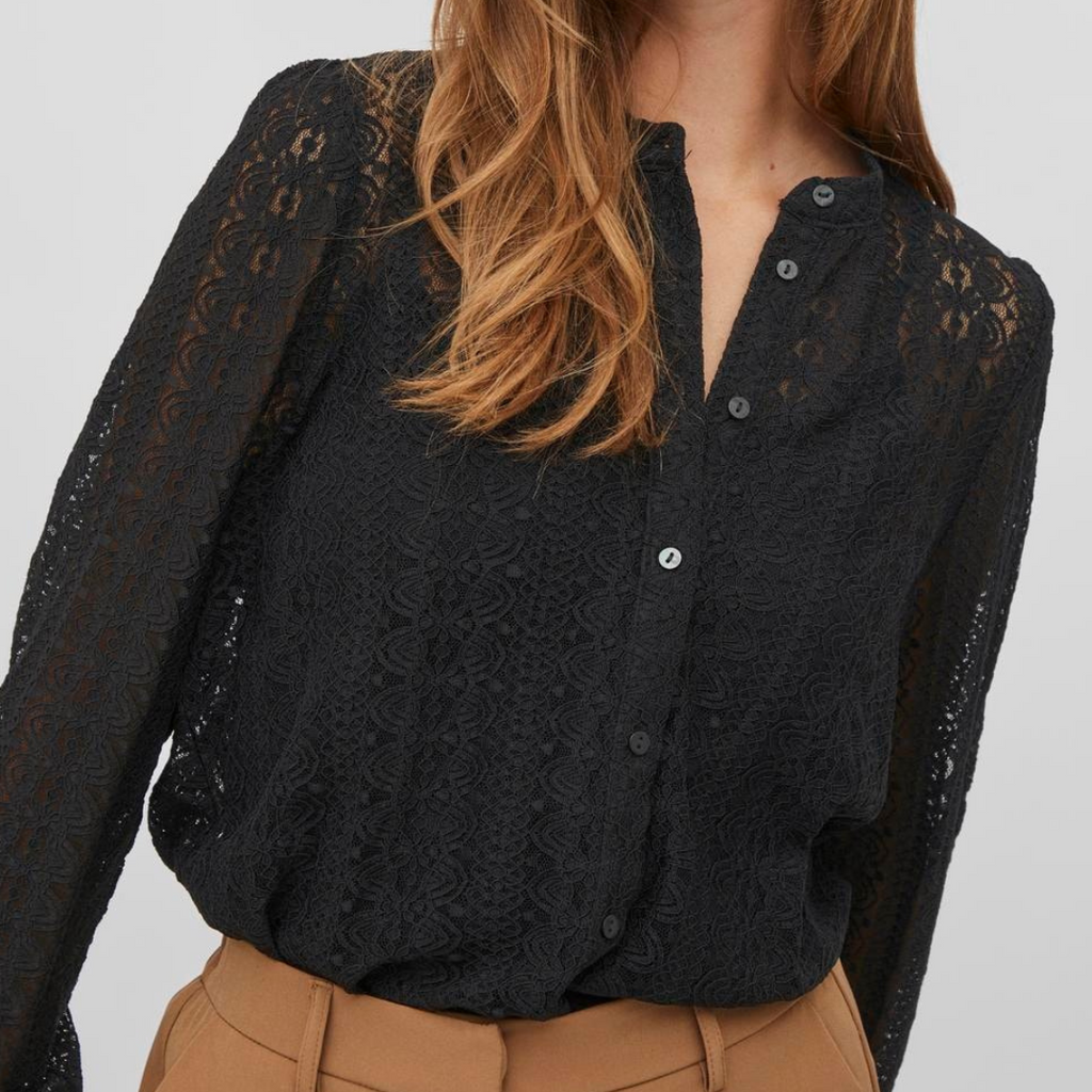 VILA - SKJORTE - CHIKKA LACE 14082977 - SORT