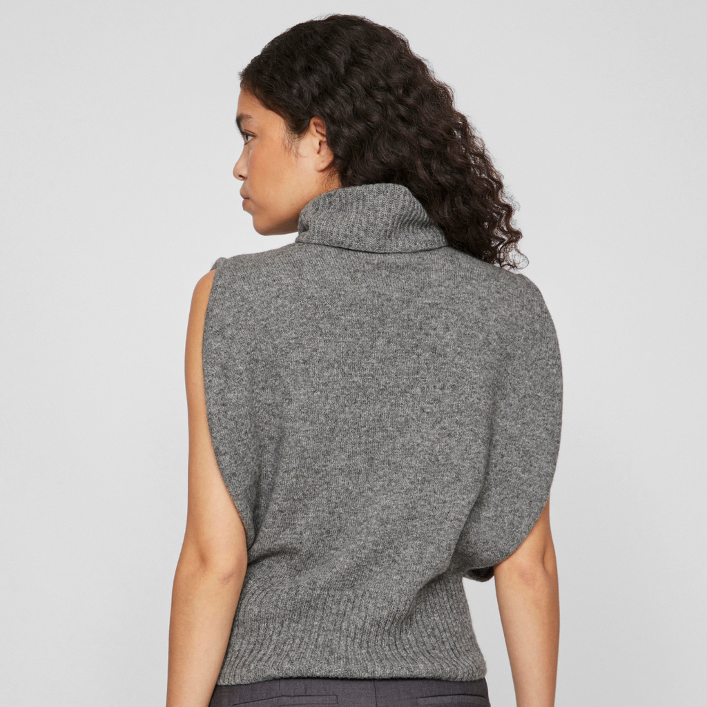 VILA ROUGE - STRIKVEST - CLEO 14098109 - MEDIUM GREY MELANGE