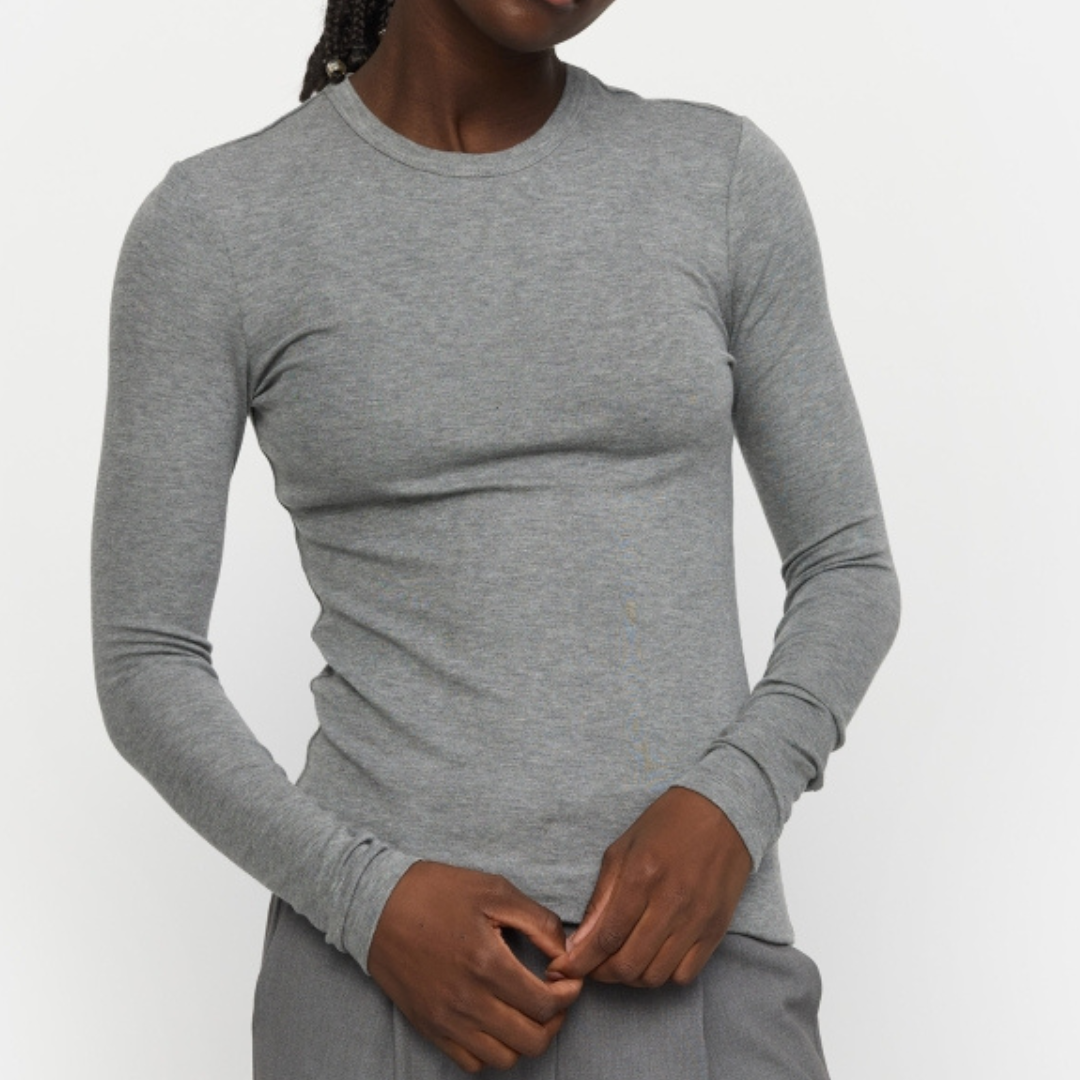 SOFT REBELS - BLUSE - ROMAN SR424-300 - MEDIUM GREY MELANGE
