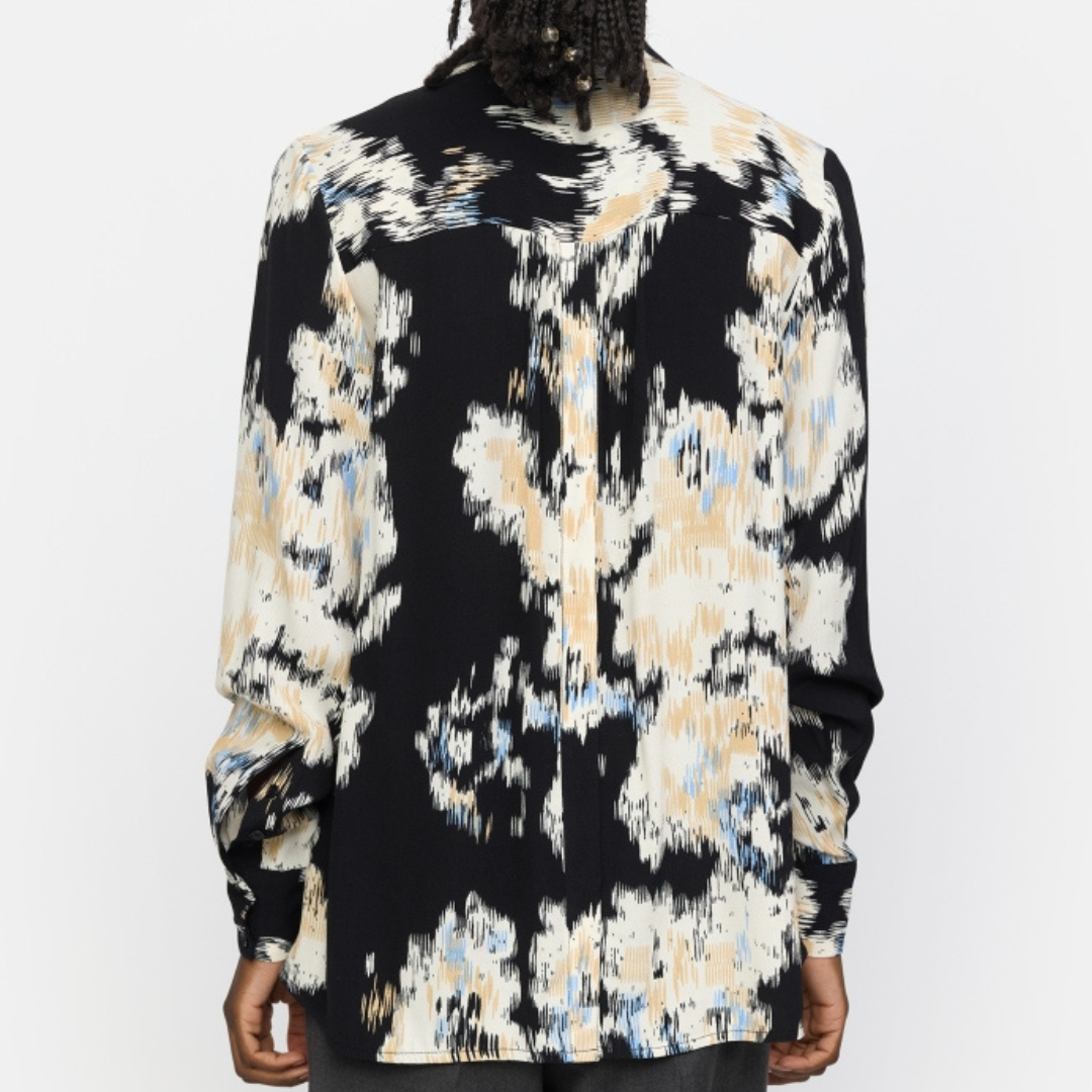 SOFT REBELS - SKJORTE - GINA SR524-701 - BLURRED GRAPHIC AZURINE