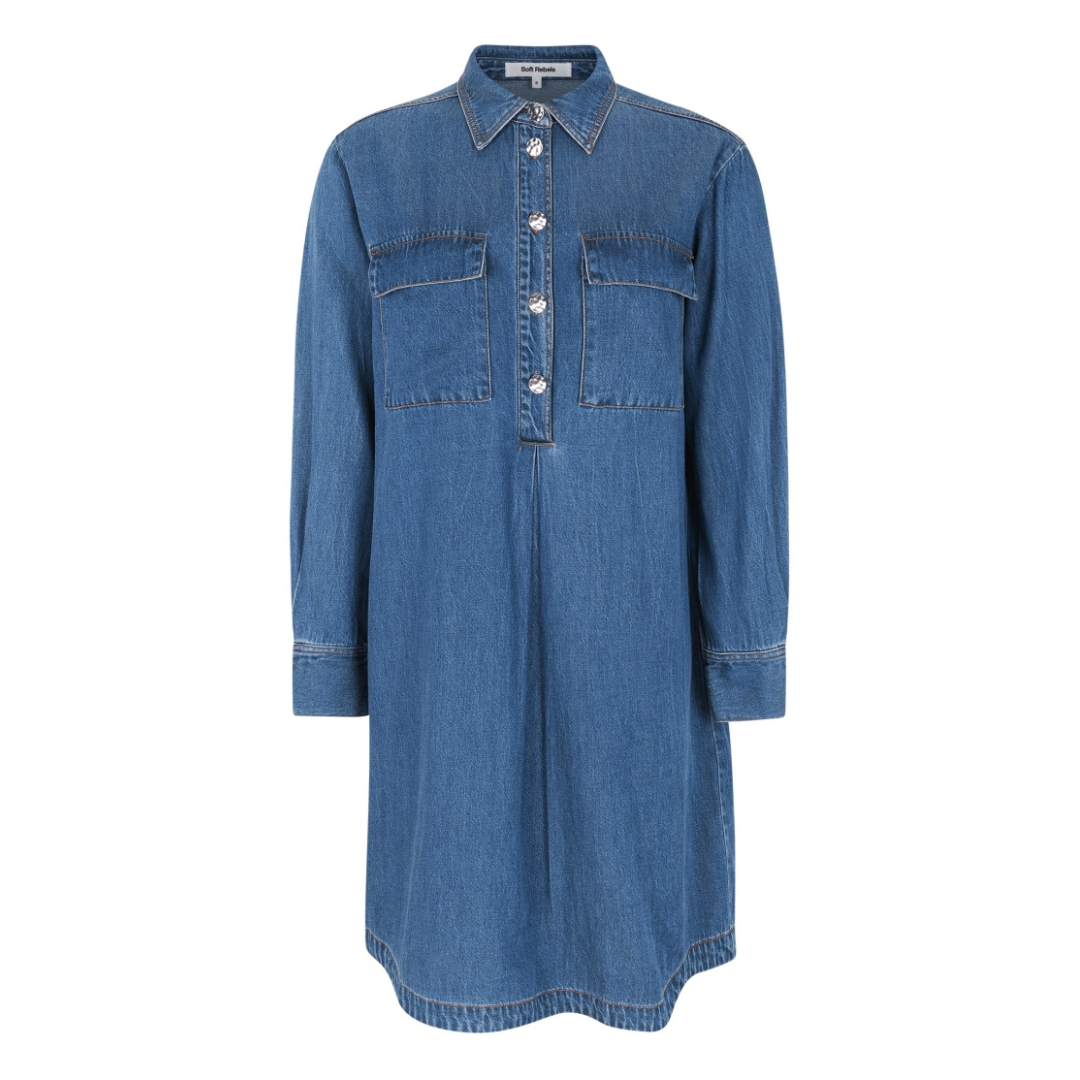 SOFT REBELS - KJOLE - ERIN SR524-800 - MEDIUM BLUE DENIM WASH