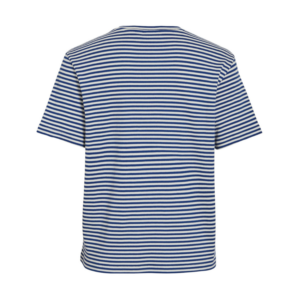 VILA - T-SHIRT - JADA 14086823 - EGGNOG STRIPES/MAZARINE BLUE