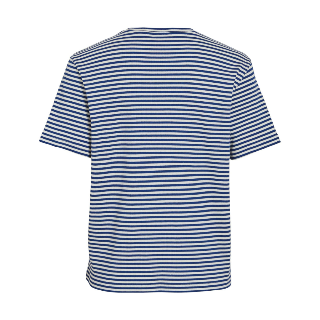 VILA - T-SHIRT - JADA 14086823 - EGGNOG STRIPES/MAZARINE BLUE