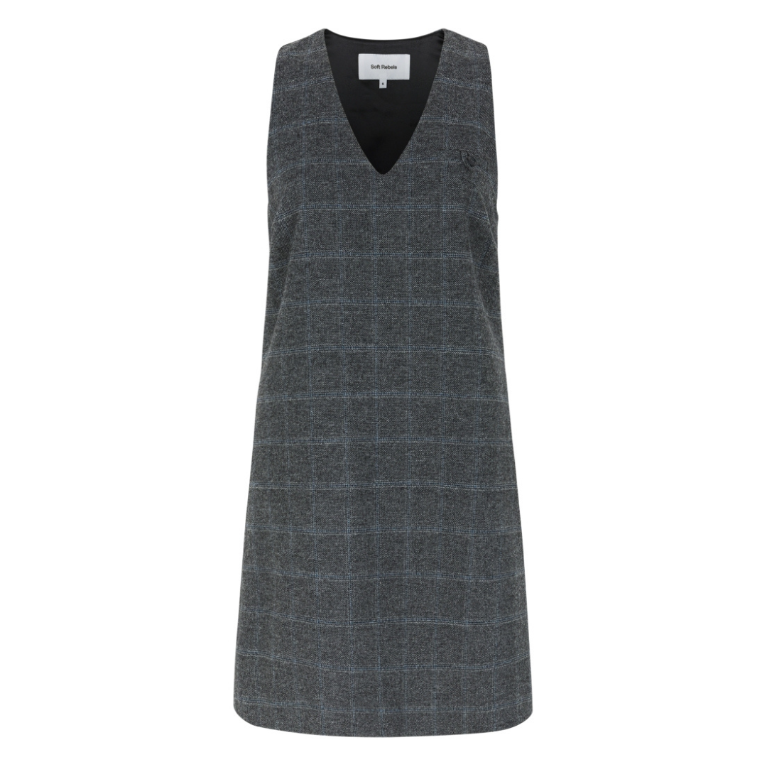 SOFT REBELS - SPENCERKJOLE - ANNIE SR524-730 - CHECKED GREY MELANGE