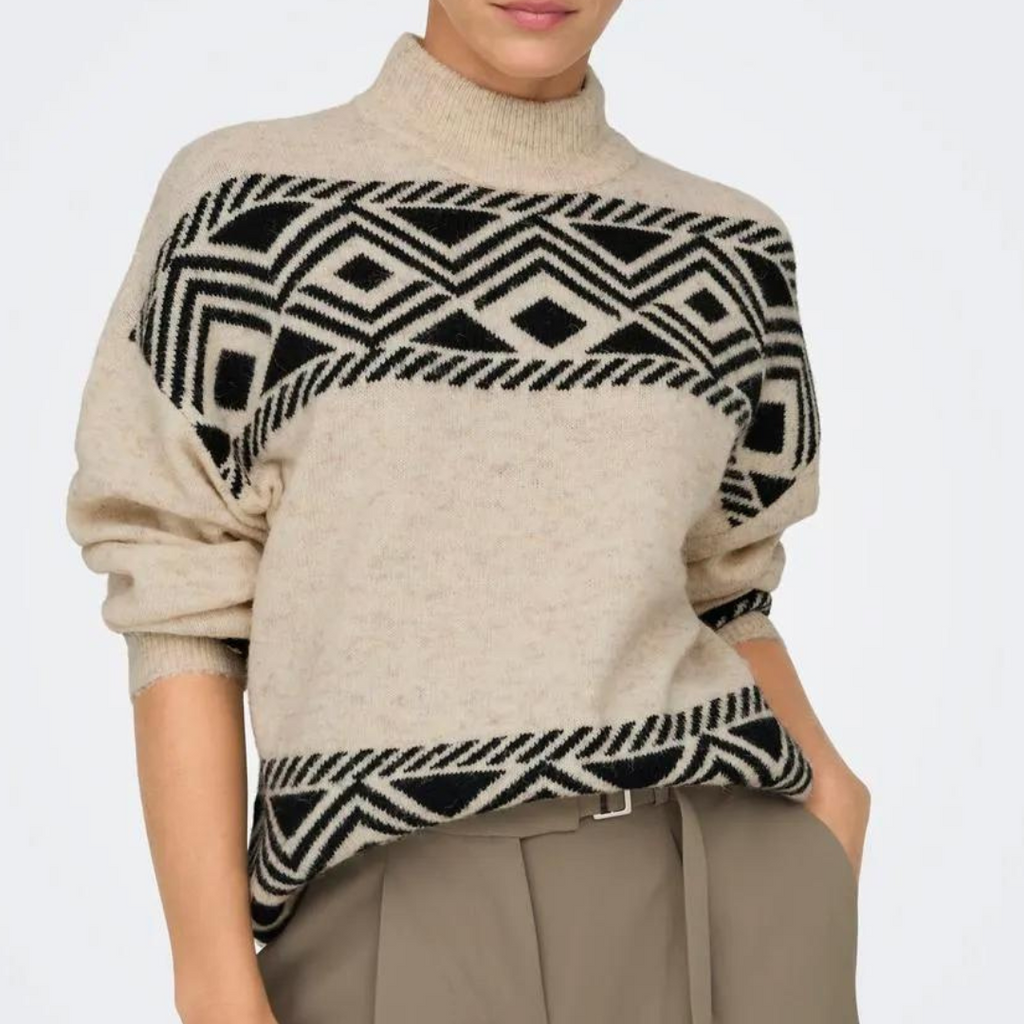 ONLY - STRIK - VICTORIA 15321179 - PUMICE STONE/BLACK JACQUARD