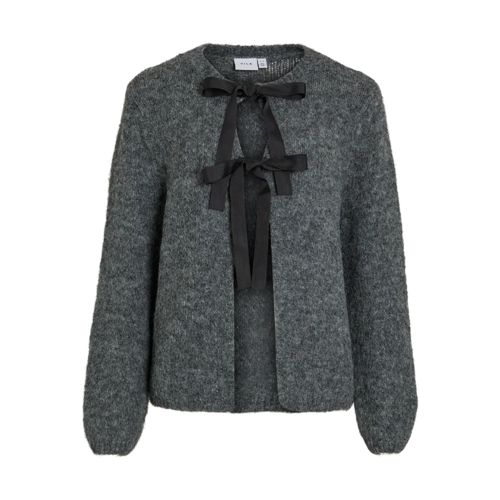 VILA - CARDIGAN - BOWS 14103180 - MEDIUM GREY MELANGE