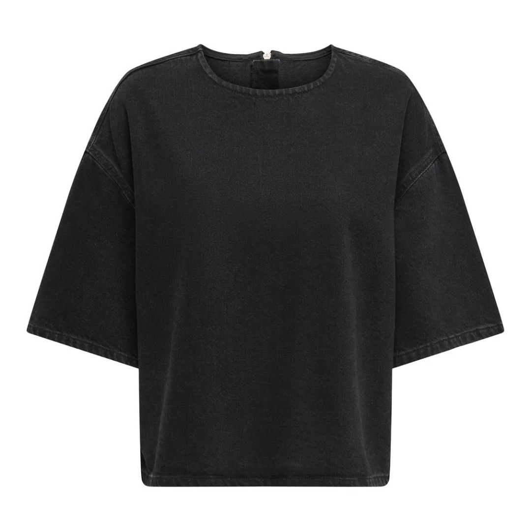 ONLY - DENIM T-SHIRT - BARBARA 15341342 - WASHED BLACK