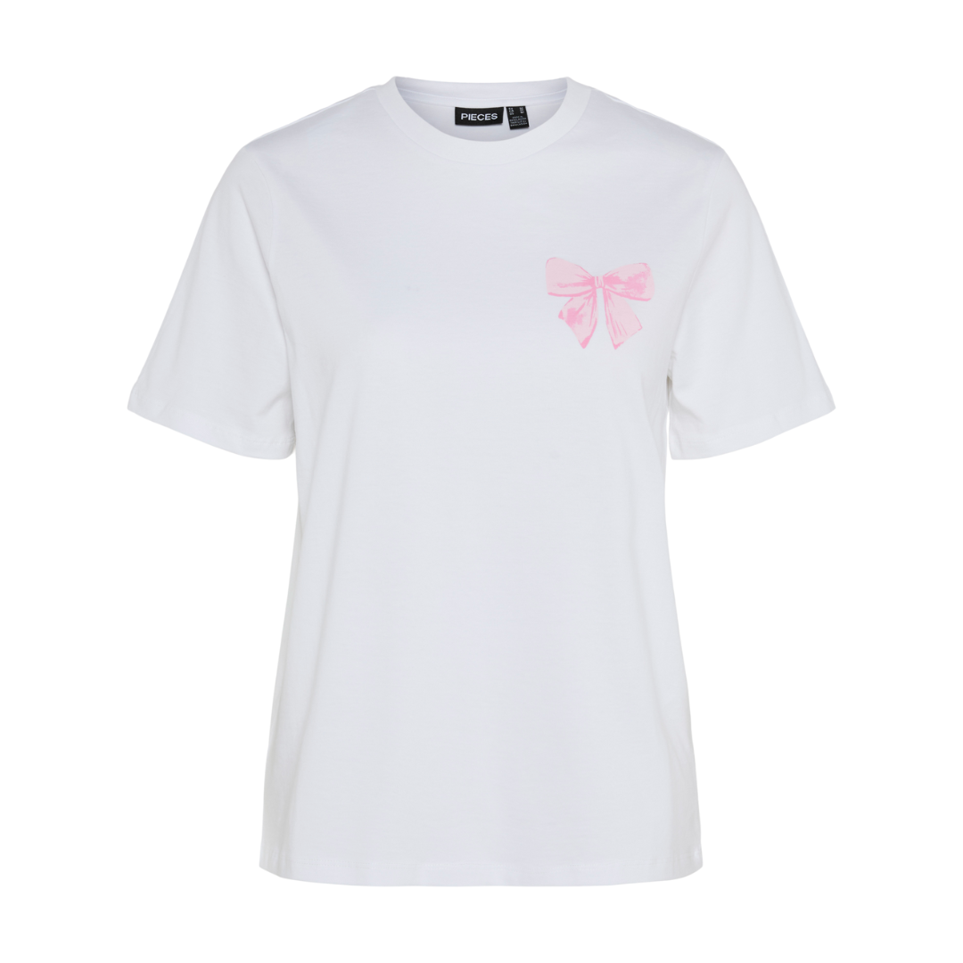 PIECES - T-SHIRT - SCARLETT 17155374 - BRIGHT WHITE/SMALL BOW