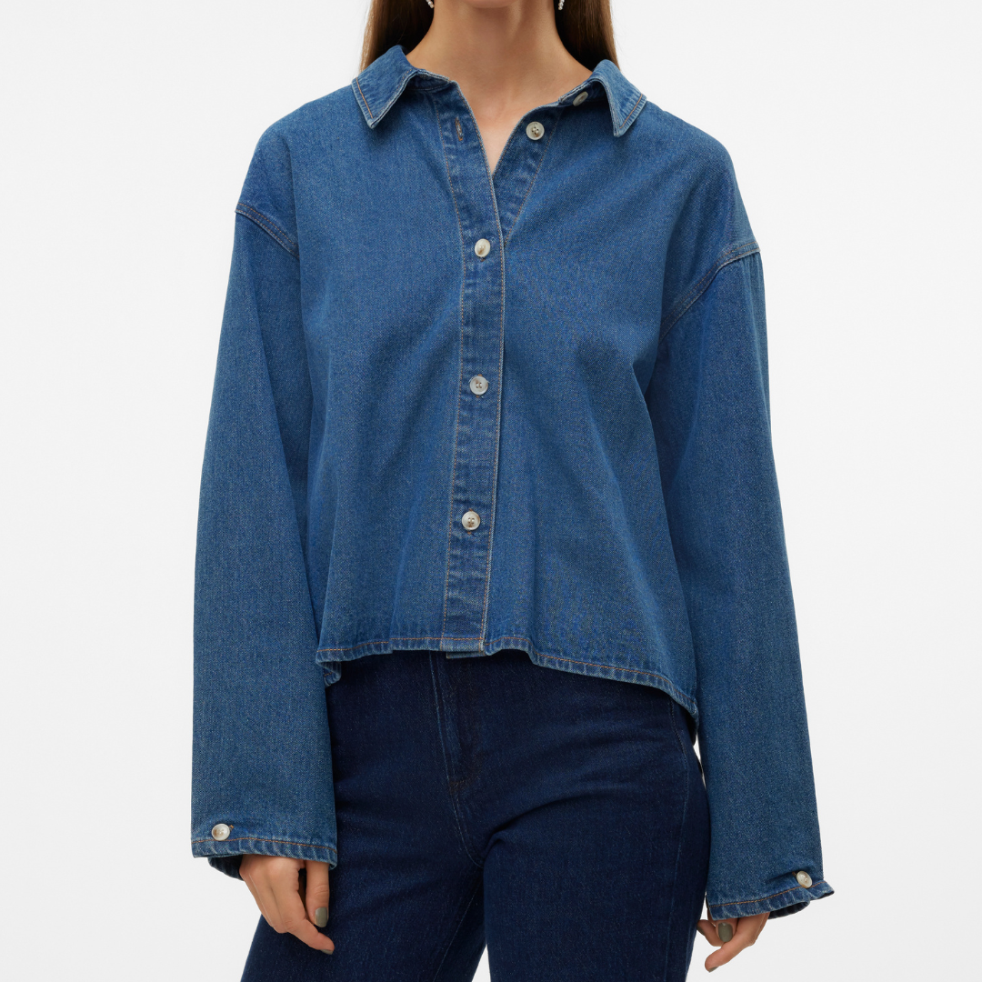 VERO MODA - SKJORTE - IRENA 10322085 - MEDIUM BLUE DENIM