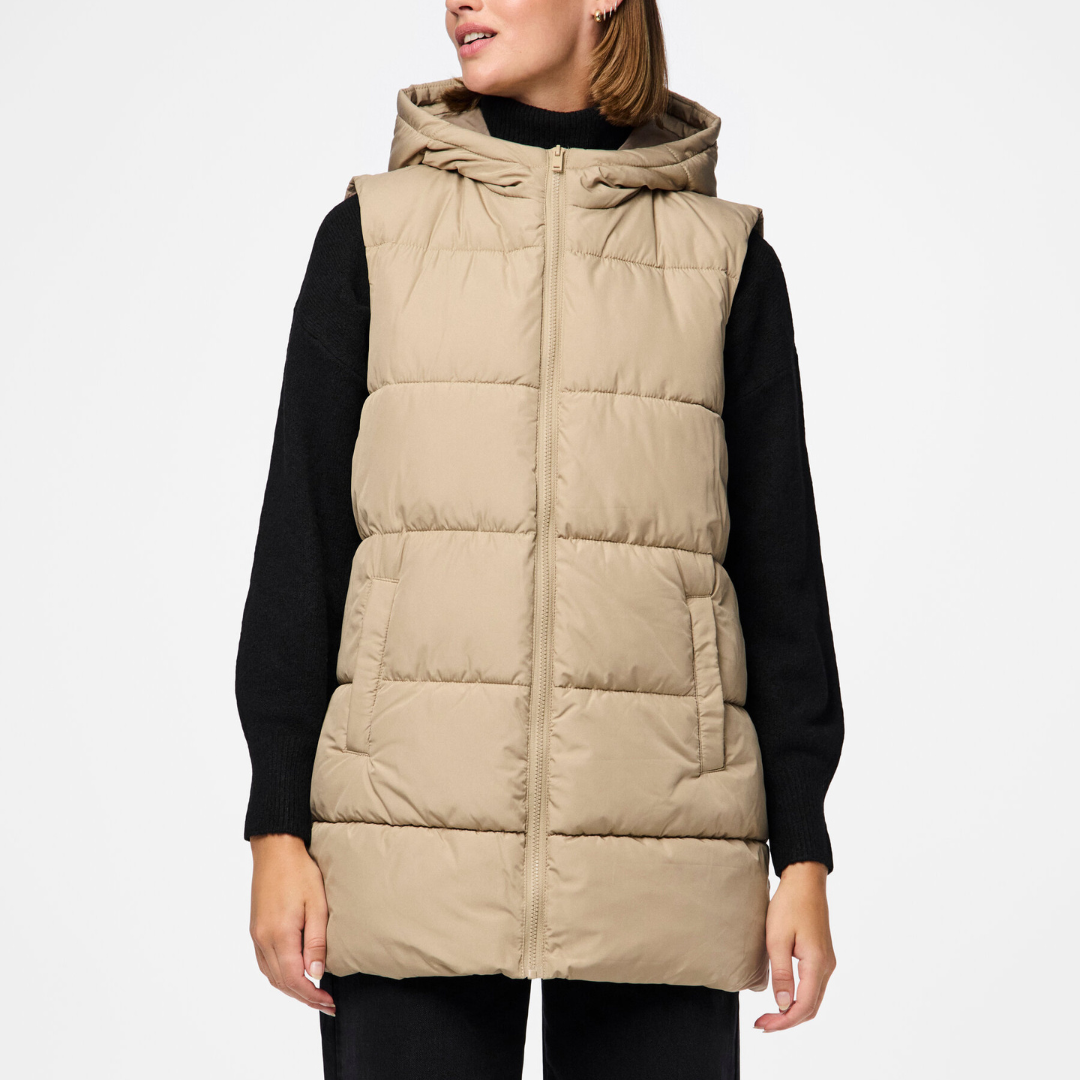 PIECES - VEST - BEE 17115628 - SILVER MINK