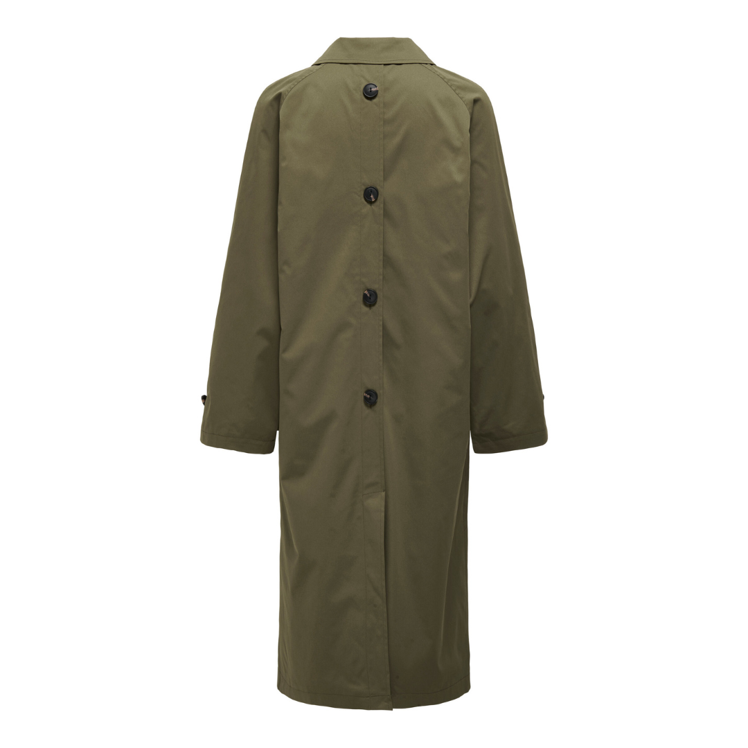 ONLY - TRENCHCOAT - EJA ORCHID BUTTON 15336403 - STONE GRAY DETAIL