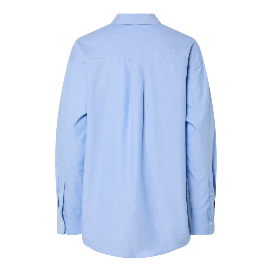 PIECES - SKJORTE - POPPY OXFORD 17155596 - CASHMERE BLUE