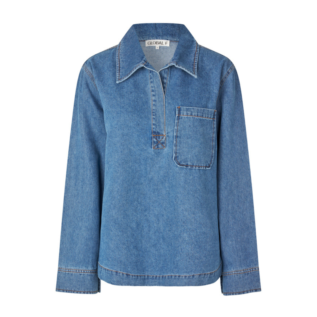 GLOBAL FUNK - BLUSE - MAITANA 73410022 - MID VINTAGE BLUE