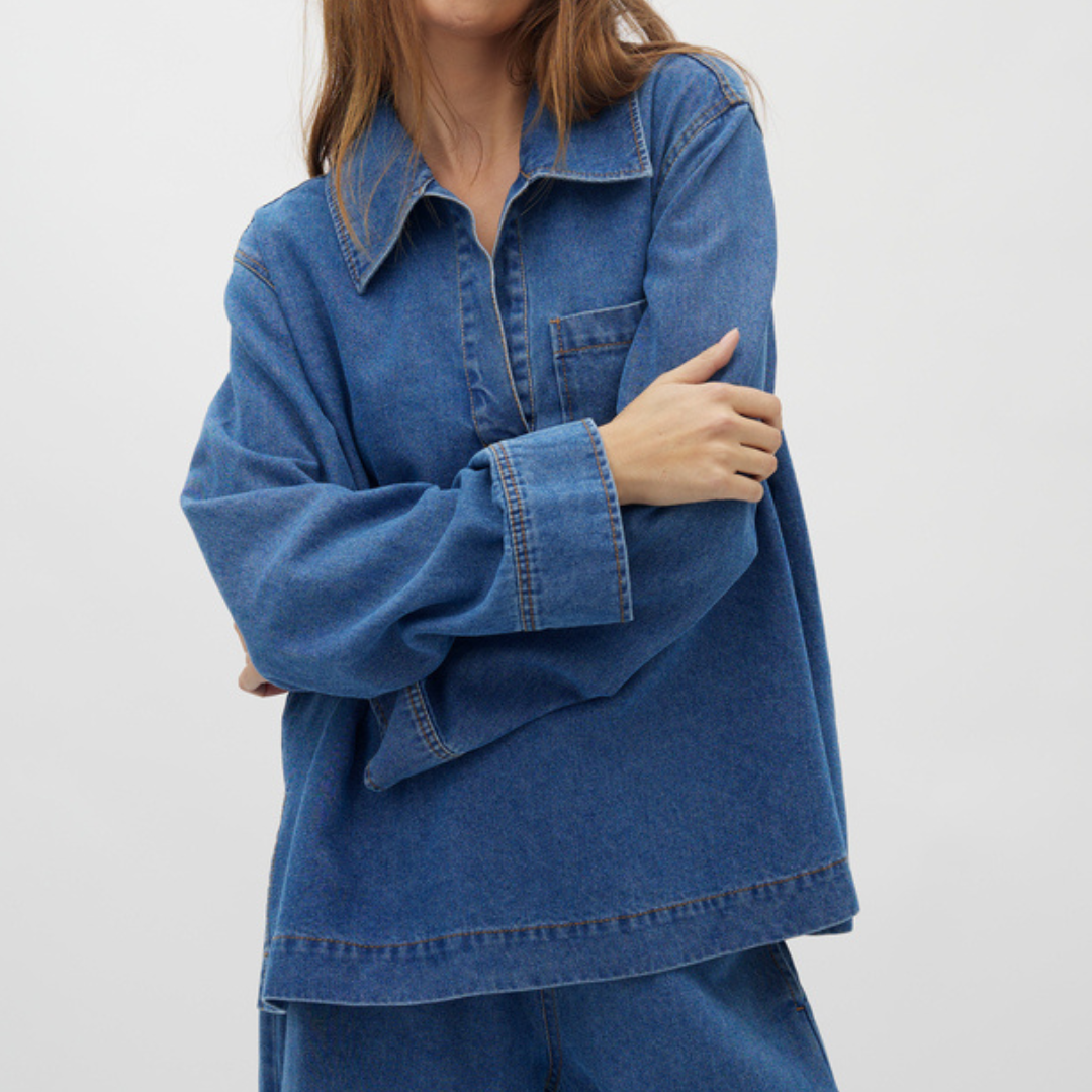 GLOBAL FUNK - BLUSE - MAITANA 73410022 - MID VINTAGE BLUE