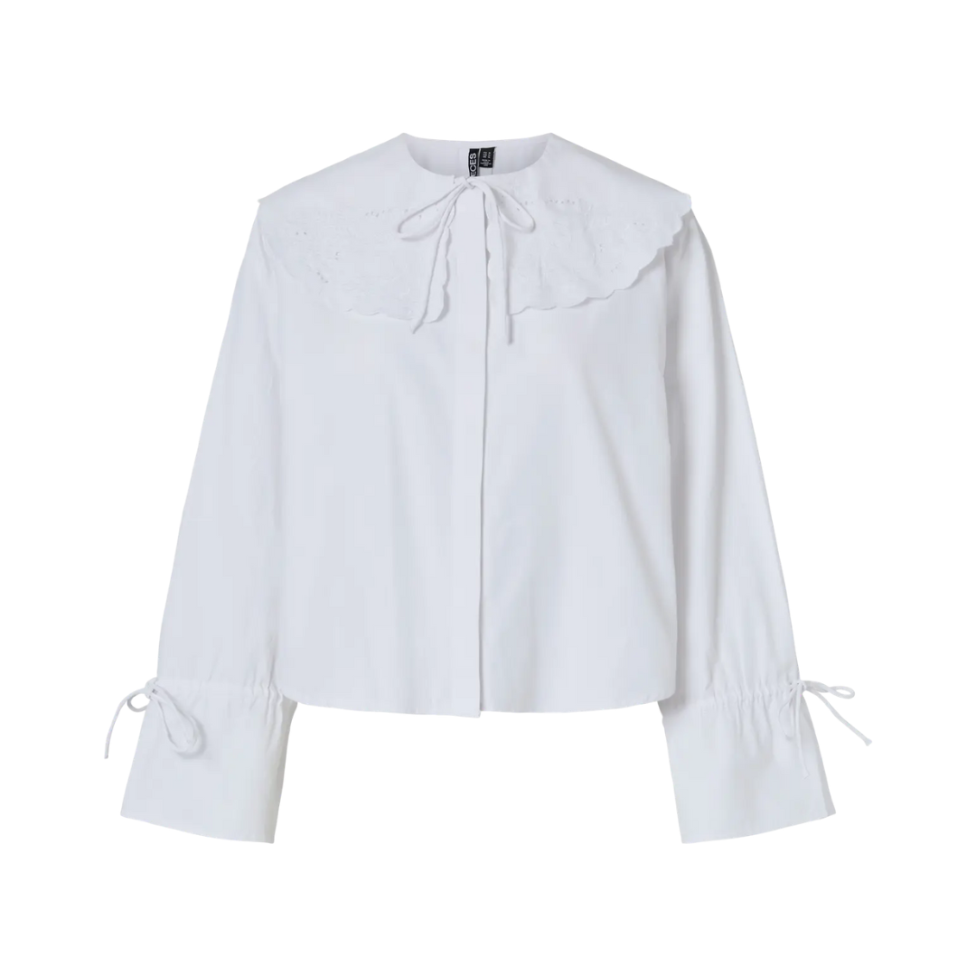 PIECES - SKJORTE - FETINA COLLAR 17161479 - BRIGHT WHITE