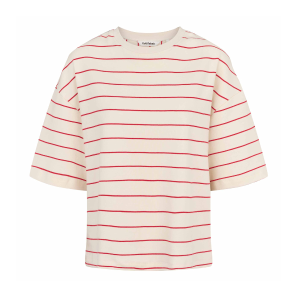 SOFT REBELS - T-SHIRT - ELORA HELLA SR225-301 - ARCTIC WOLF/RACING RED