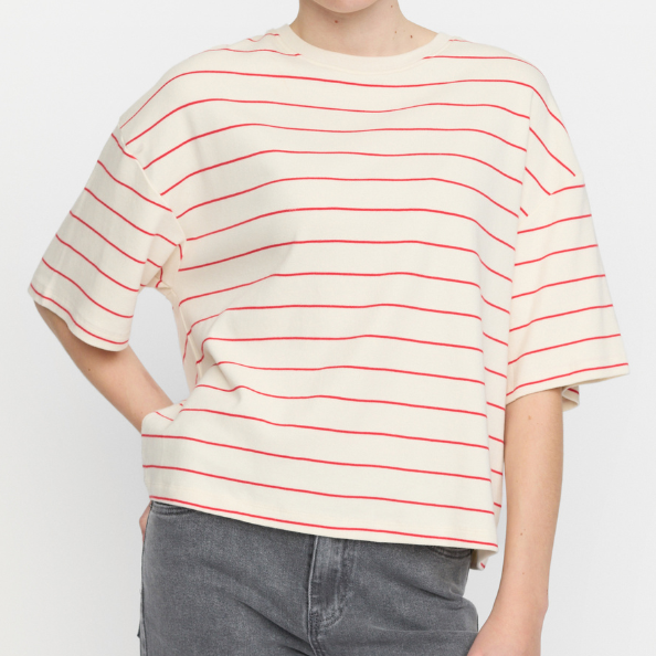 SOFT REBELS - T-SHIRT - ELORA HELLA SR225-301 - ARCTIC WOLF/RACING RED