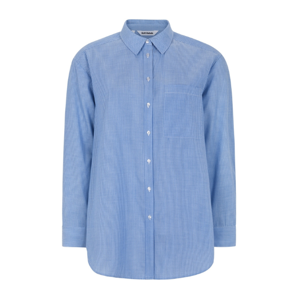 SOFT REBELS - SKJORTE - VERONICA SR125-705 - STRIPED SNOW/WHITE/ULTRAMARINE