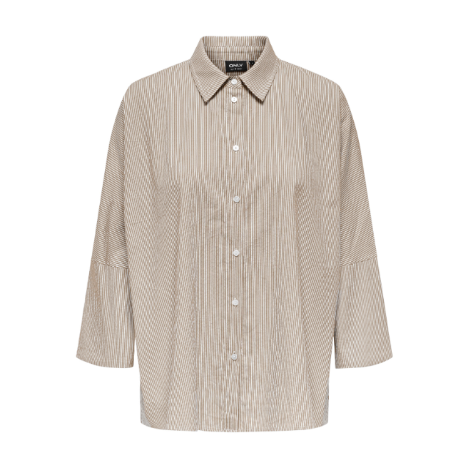 ONLY - SKJORTE - AUGUSTA 15347661 - FEATHER GRAY/CLOUD DANCER STRIPES