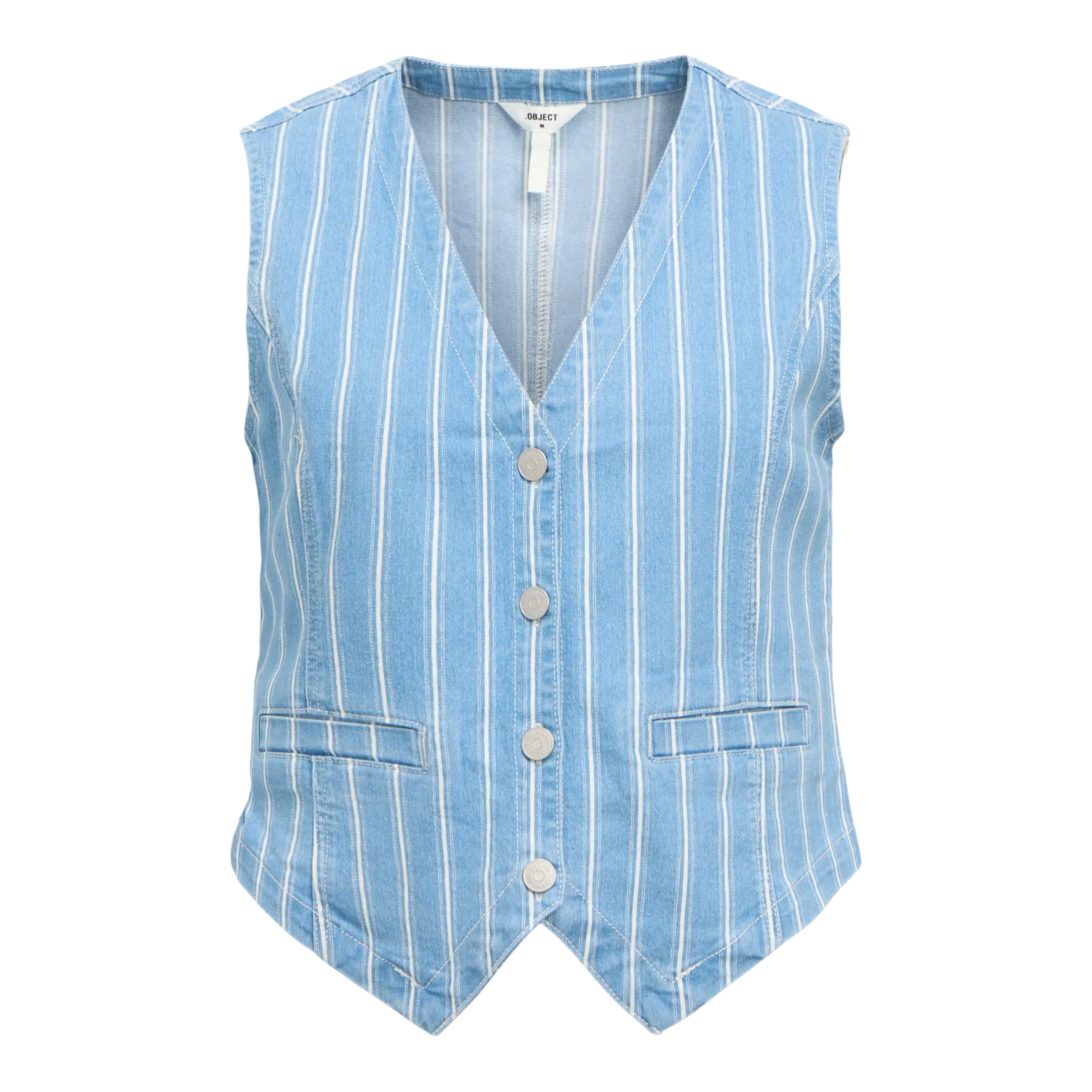 OBJECT - VEST - MOLLIE 23046637 - LIGHT BLUE DENIM/WHITE