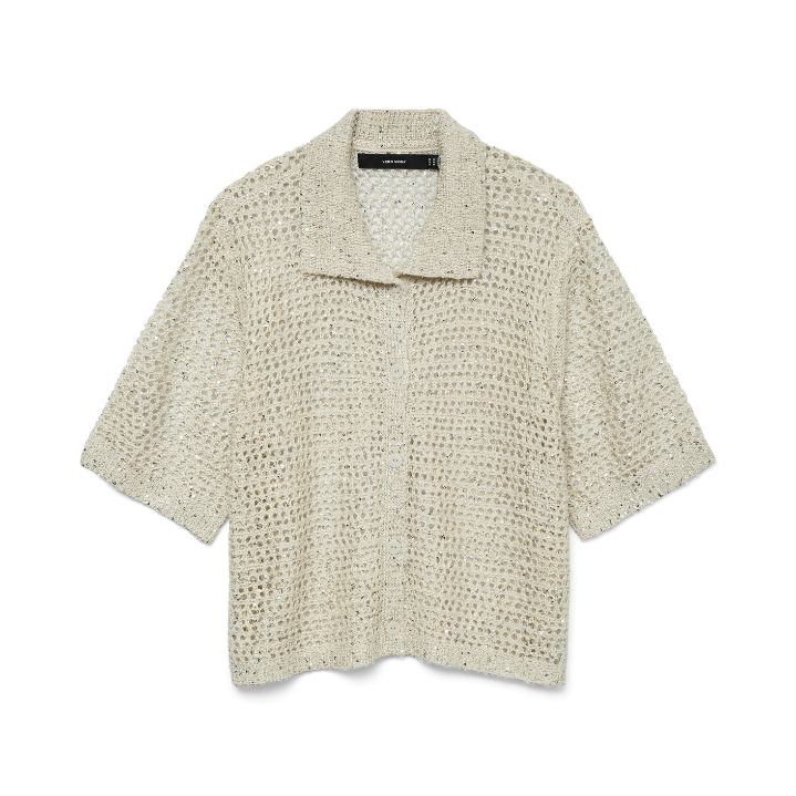 VERO MODA - CARDIGAN - LEILANI GLITTER 10327753 - BIRCH/SILVER SEQUINCE