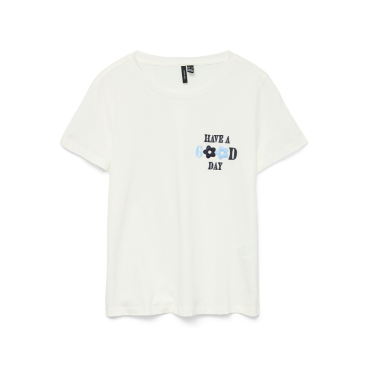 VERO MODA - T-SHIRT - LONNI 10328159 - CLOUD DANCER/HAVE A GOOD DAY