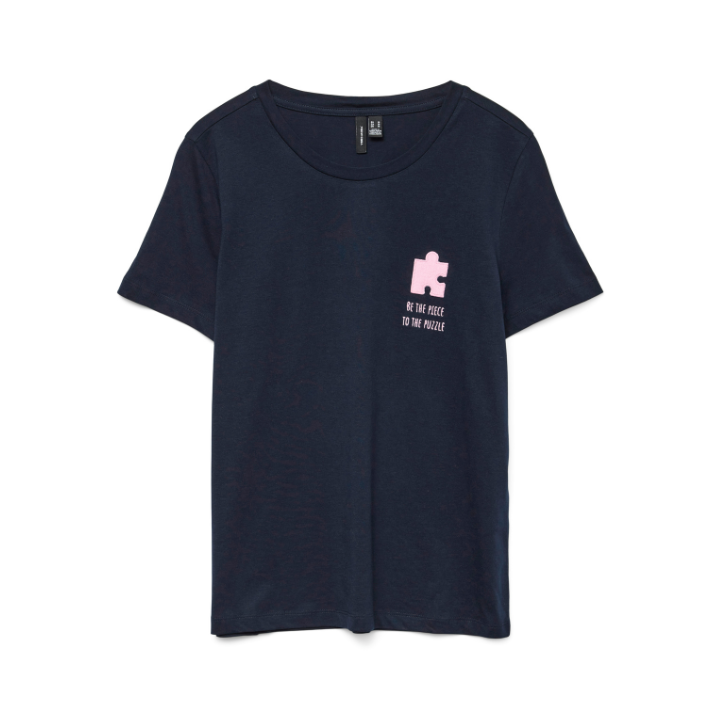 VERO MODA - T-SHIRT - LONNI 10328159 - NAVY BLAZER/PUZZLE