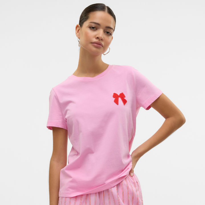 VERO MODA - T-SHIRT - LONNI 10328159 - BONBON/BOW