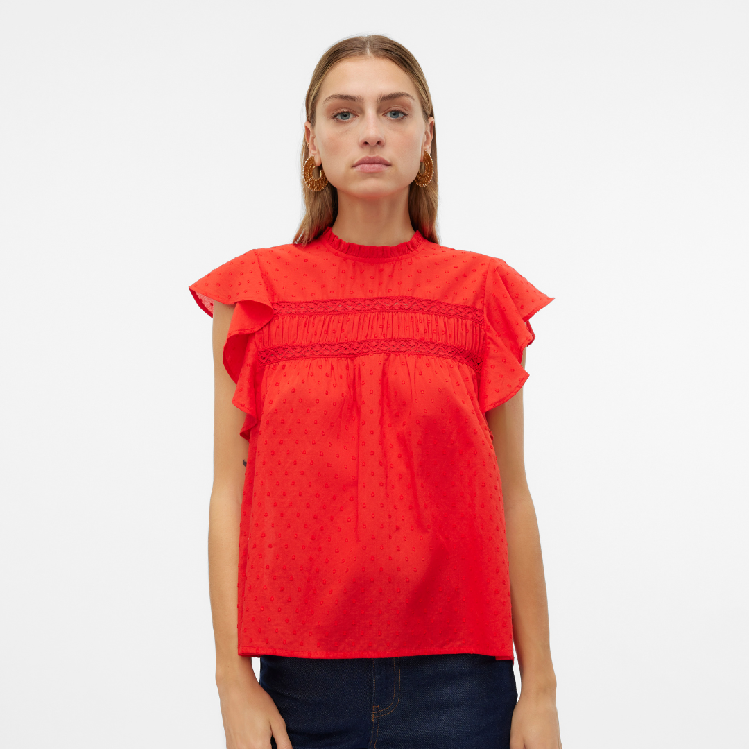 VERO MODA - TOP - TRINE 10301205 - HIGH RISK RED