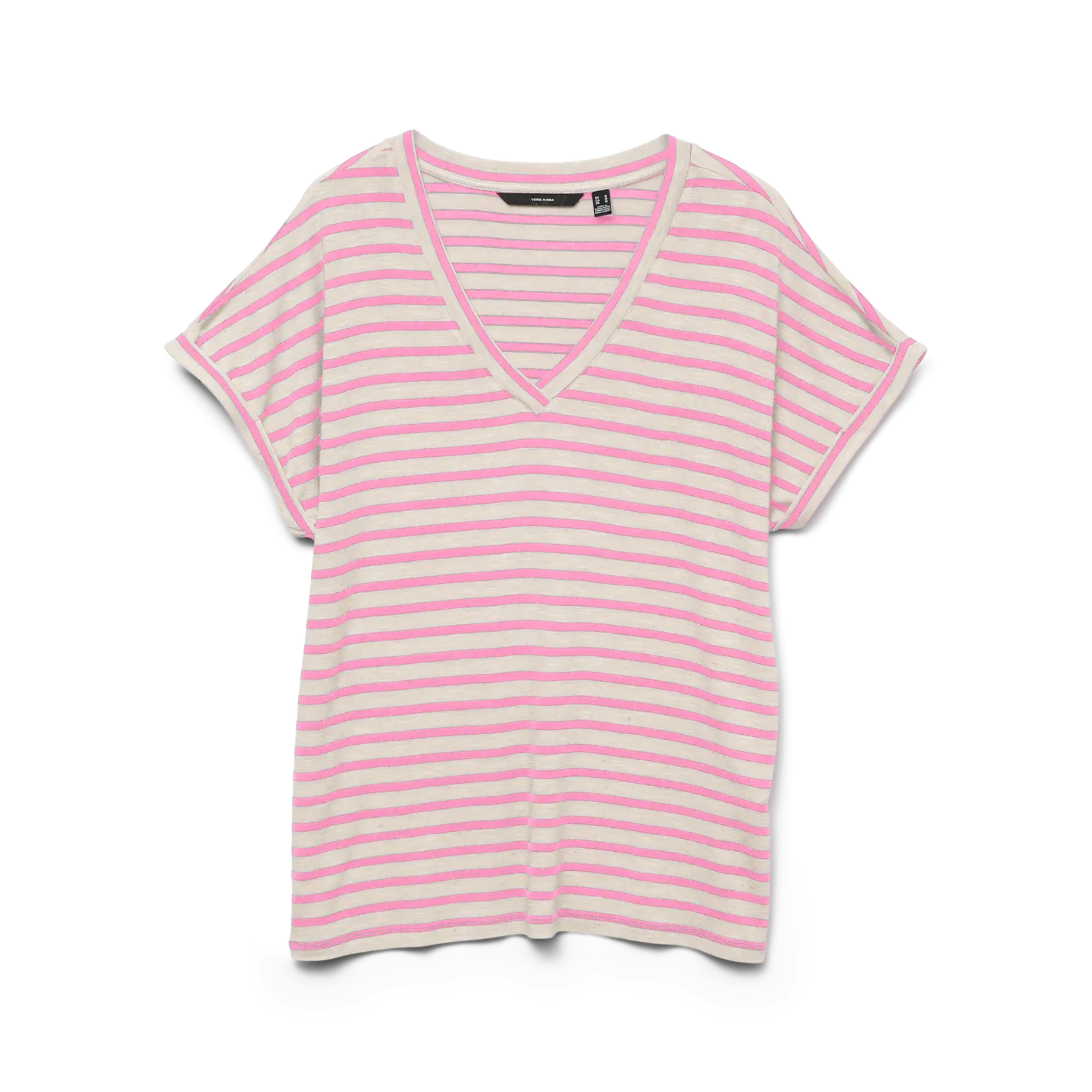 VERO MODA - T-SHIRT - HOLLY 10324112 - BON BON/SILVER LINING STRPES